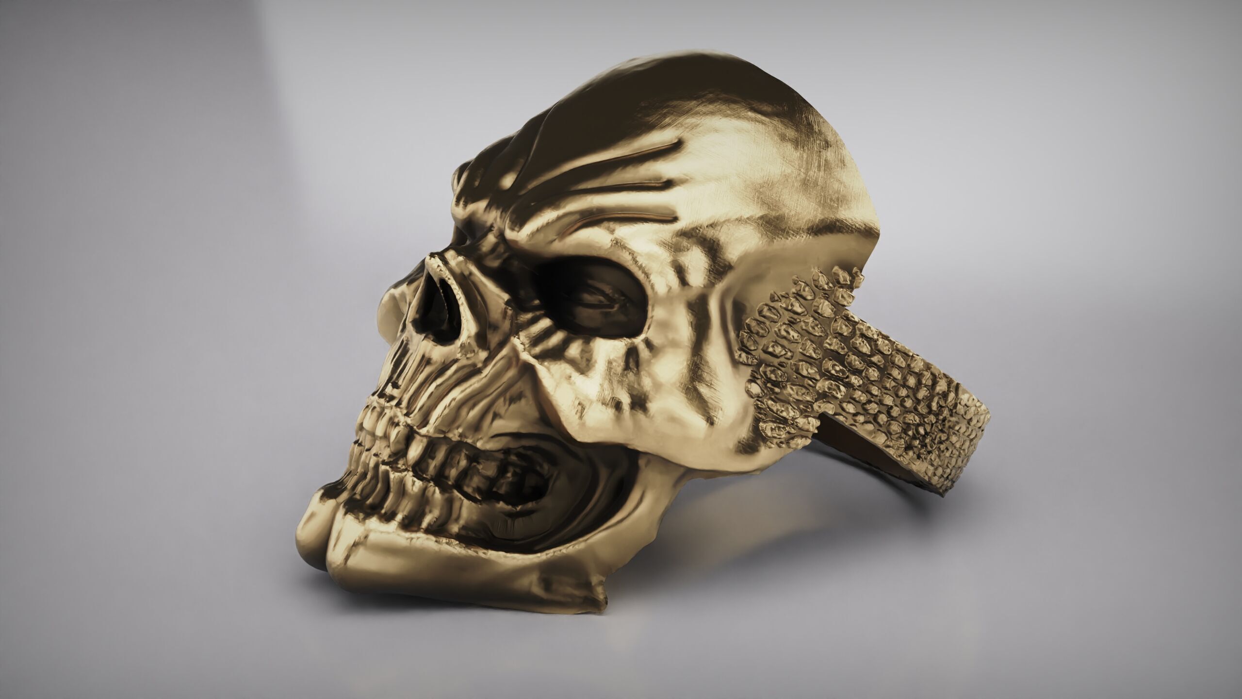 Skull Ring - Rider Ring - Silver Ring - Skeleton Ring 3D print model_10