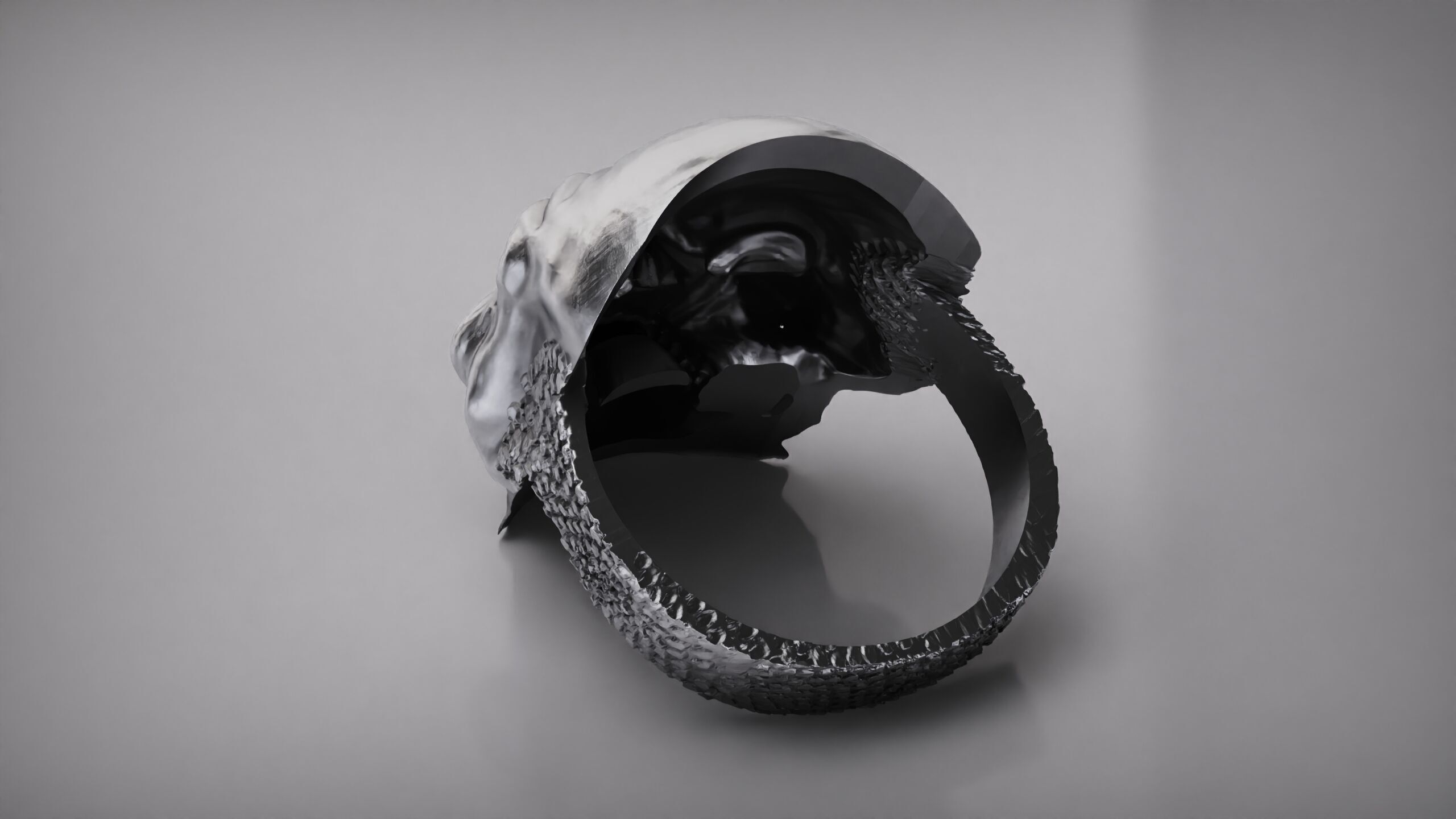 Skull Ring - Rider Ring - Silver Ring - Skeleton Ring 3D print model_13