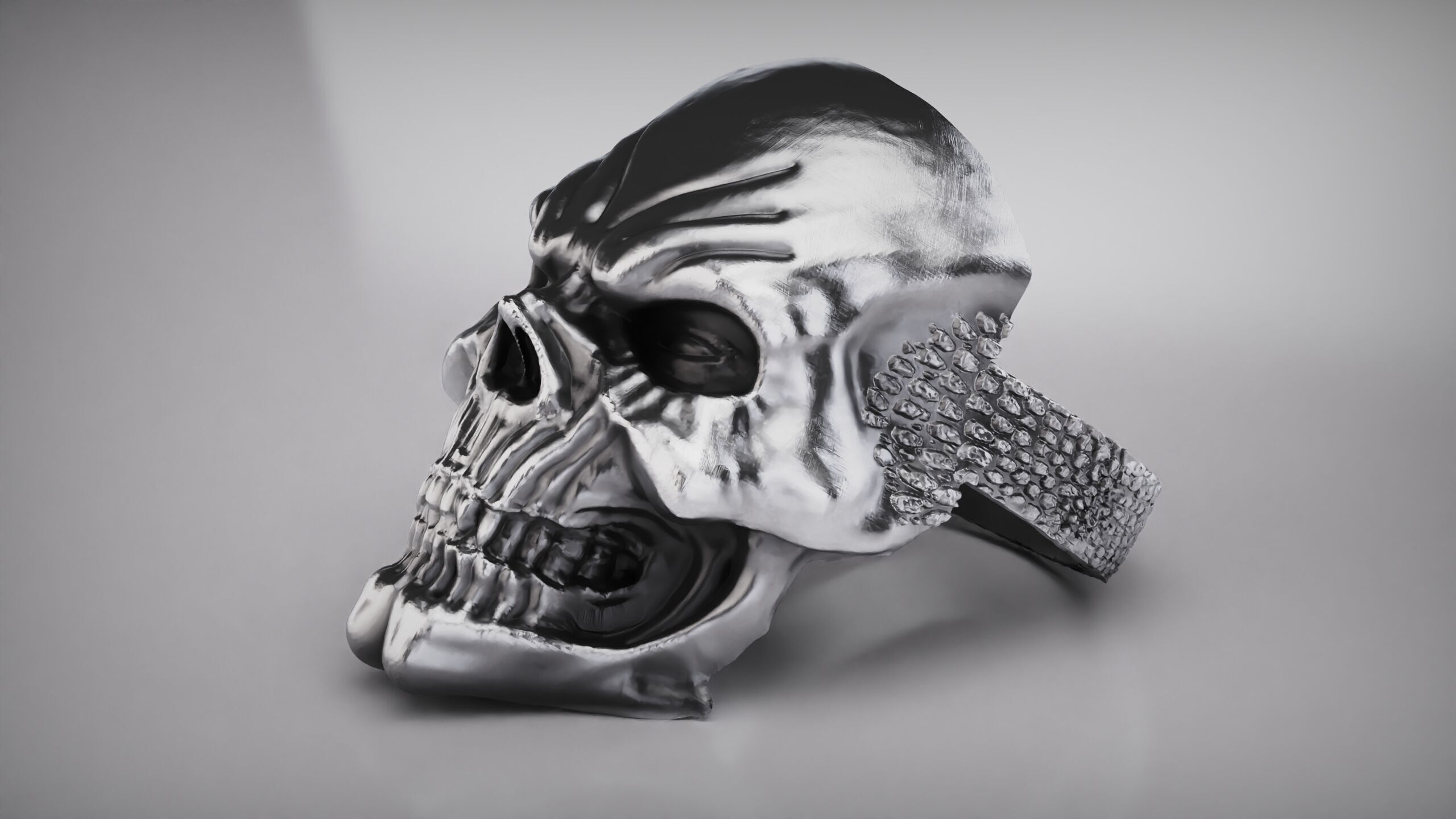 Skull Ring - Rider Ring - Silver Ring - Skeleton Ring 3D print model_20