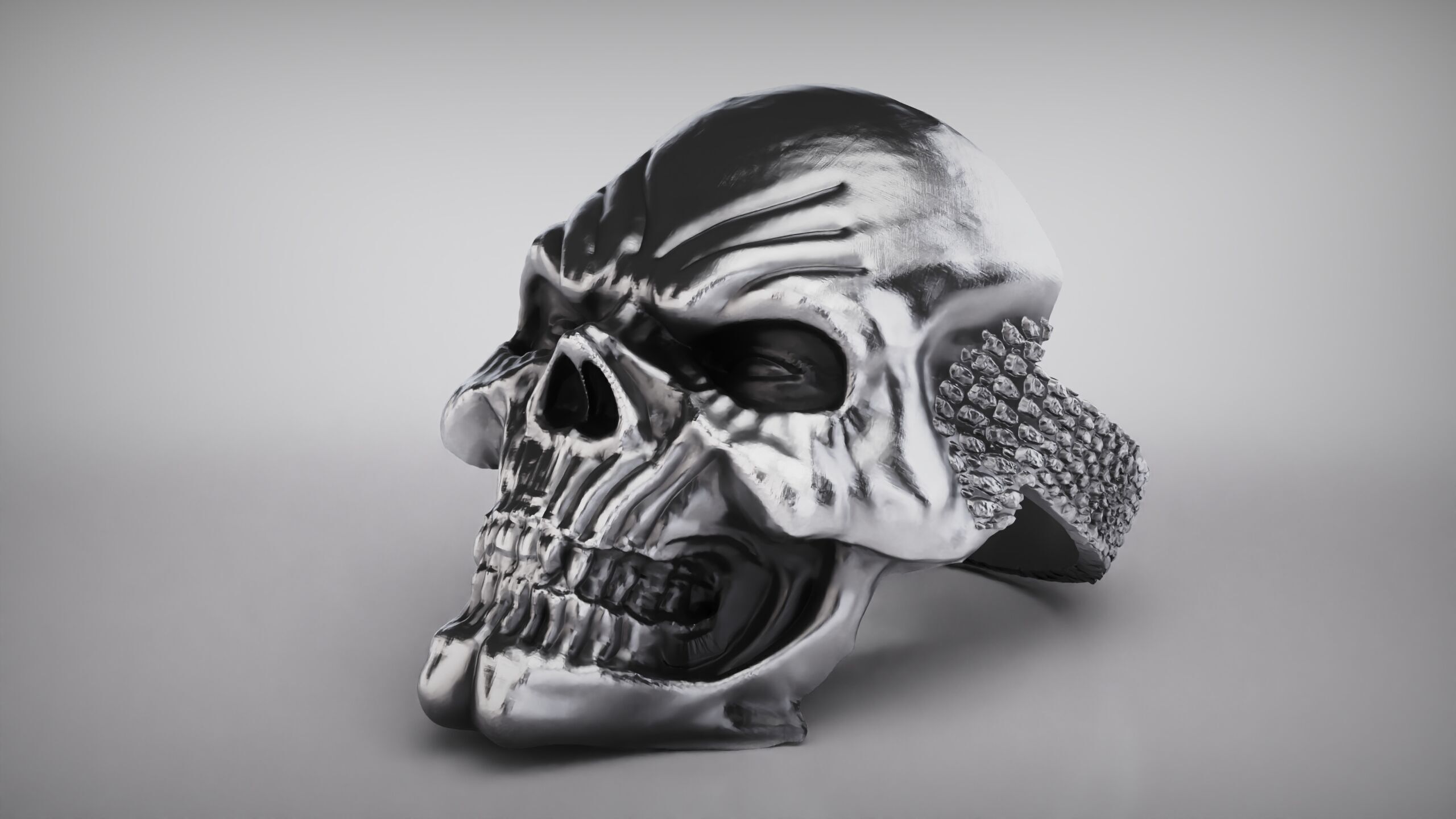 Skull Ring - Rider Ring - Silver Ring - Skeleton Ring 3D print model_24