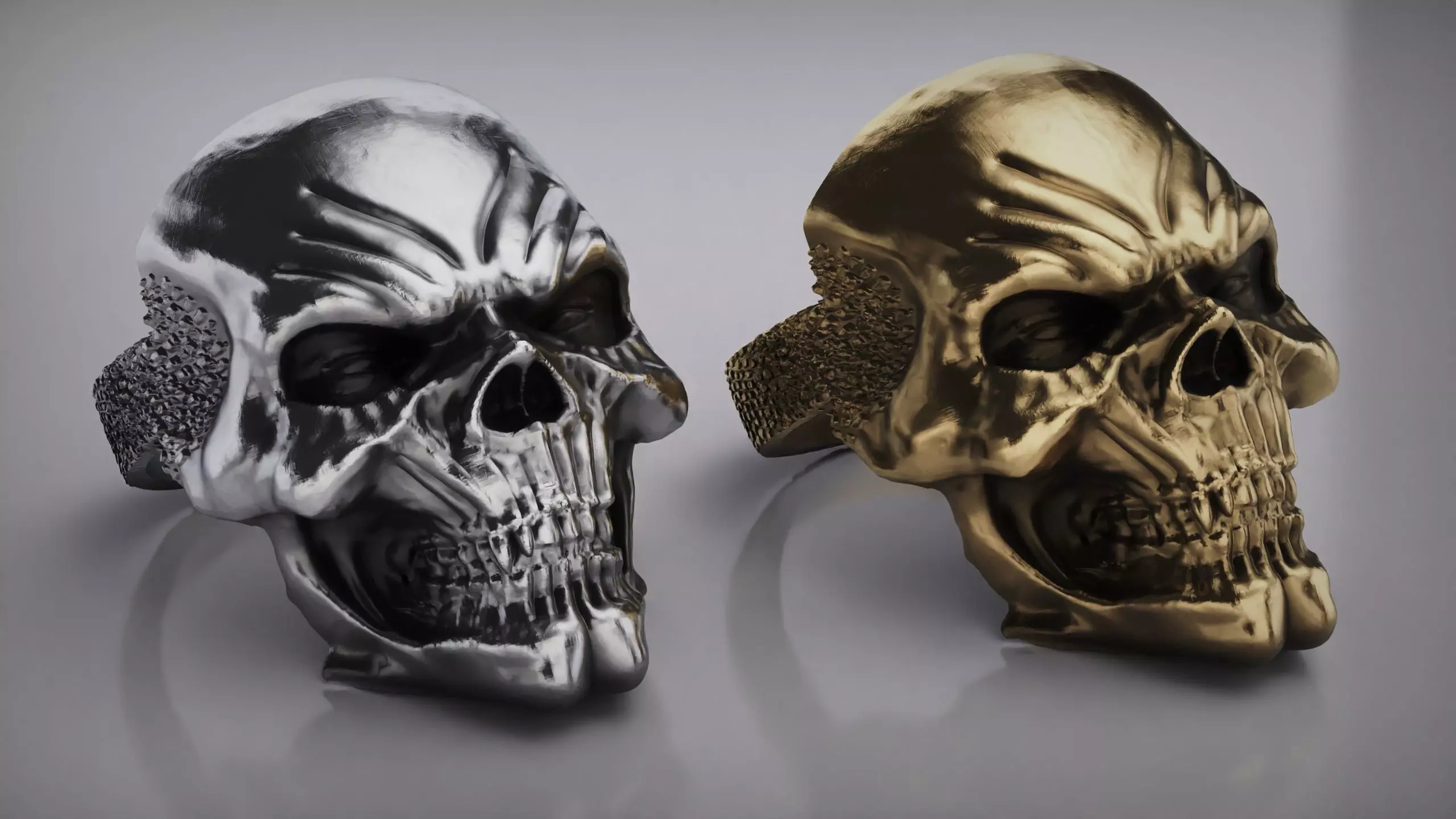 Skull Ring - Rider Ring - Silver Ring - Skeleton Ring 3D print model_0