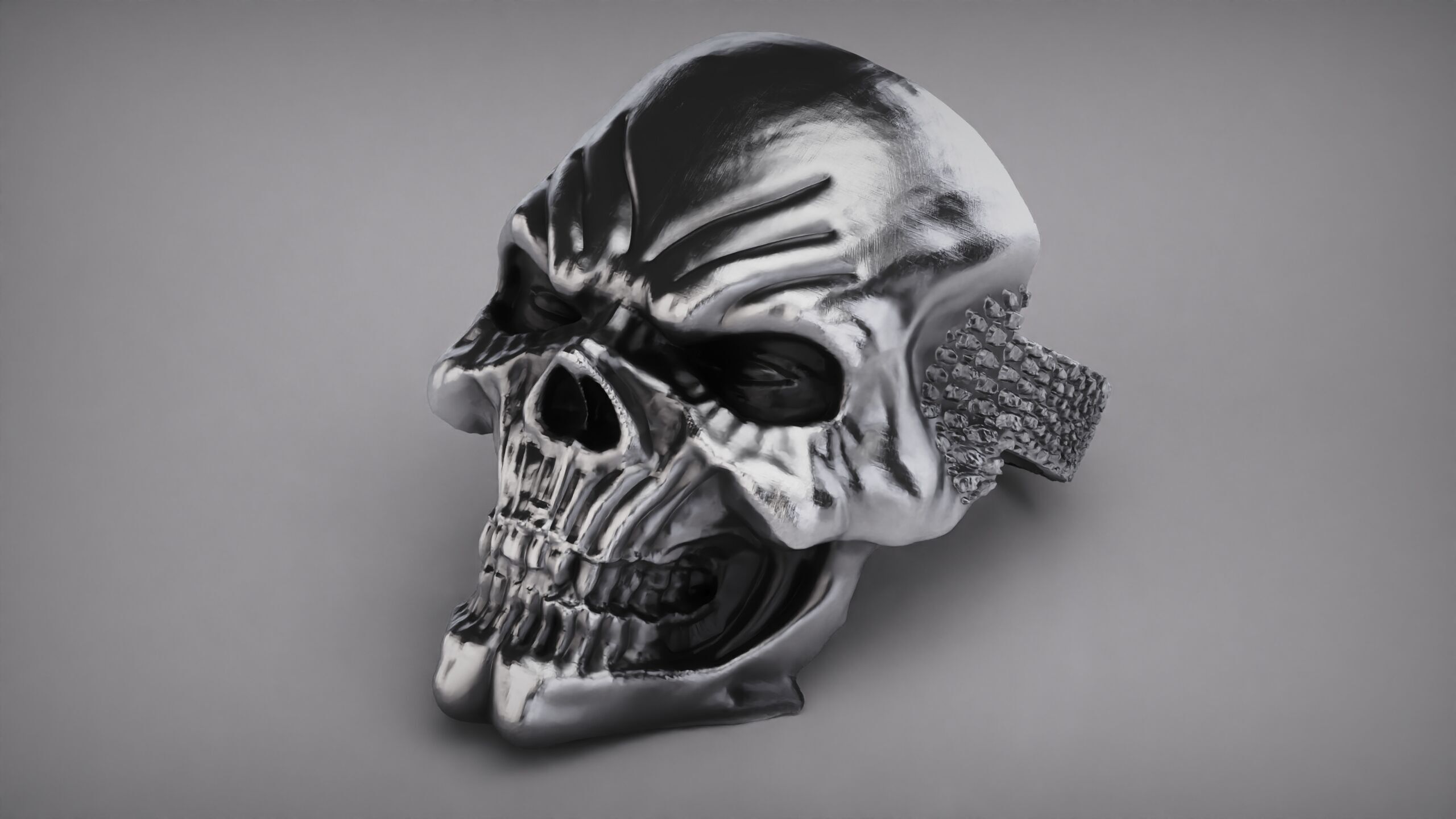 Skull Ring - Rider Ring - Silver Ring - Skeleton Ring 3D print model_7