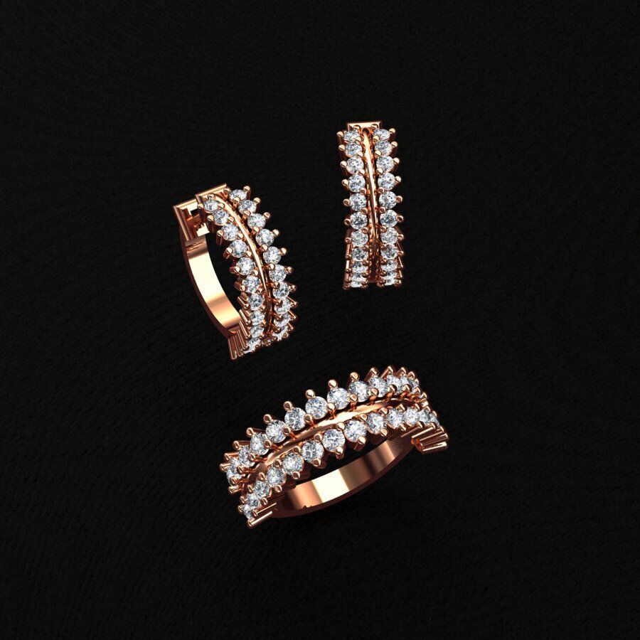 Ring and Earrings 3D print model_2