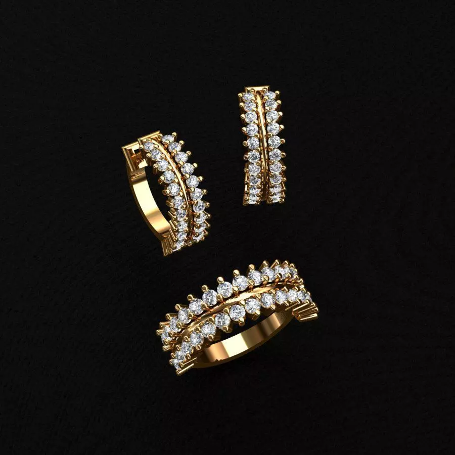 Ring and Earrings 3D print model_0