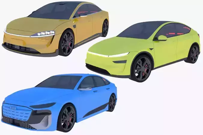 Luxeed Audi and Tesla 3D Model Collection