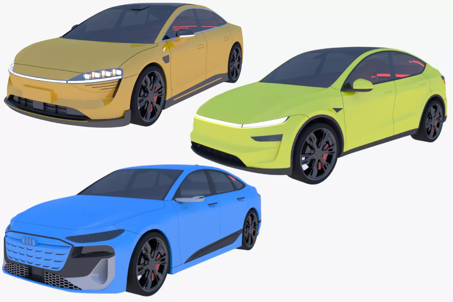 Luxeed Audi and Tesla 3D Model Collection_0