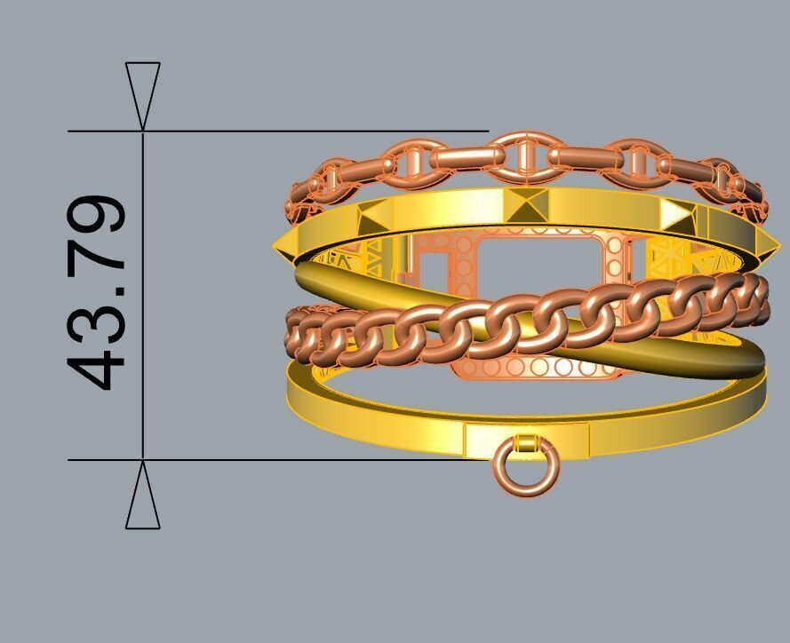 Multi piece bracelet with lock 3D print model_6
