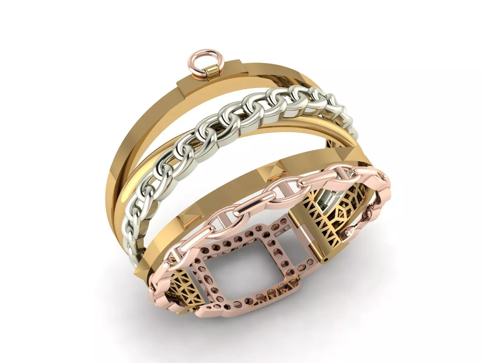 Multi piece bracelet with lock 3D print model_0