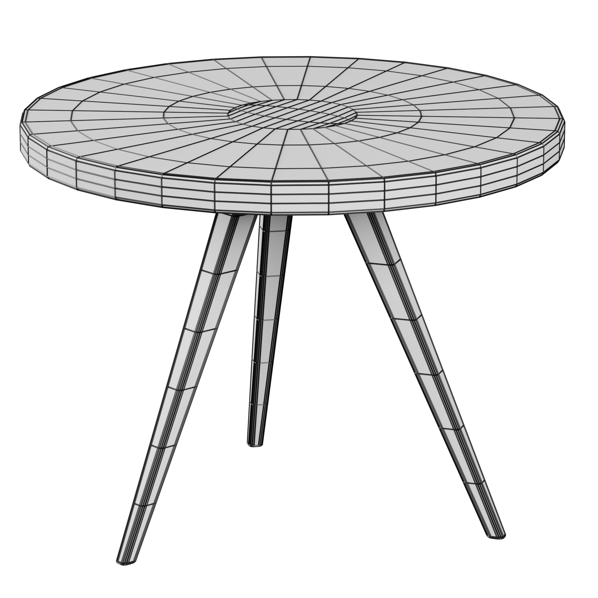 Nordic wood coffee table Low-poly 3D model_4