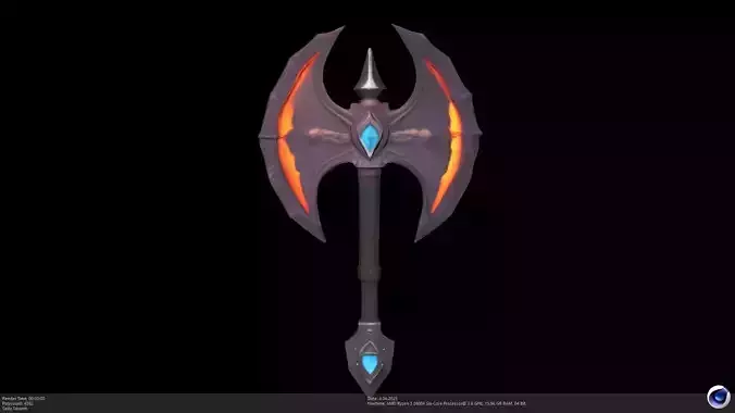 Stylized Infernal Battle Axe - AI Low-poly 3D model
