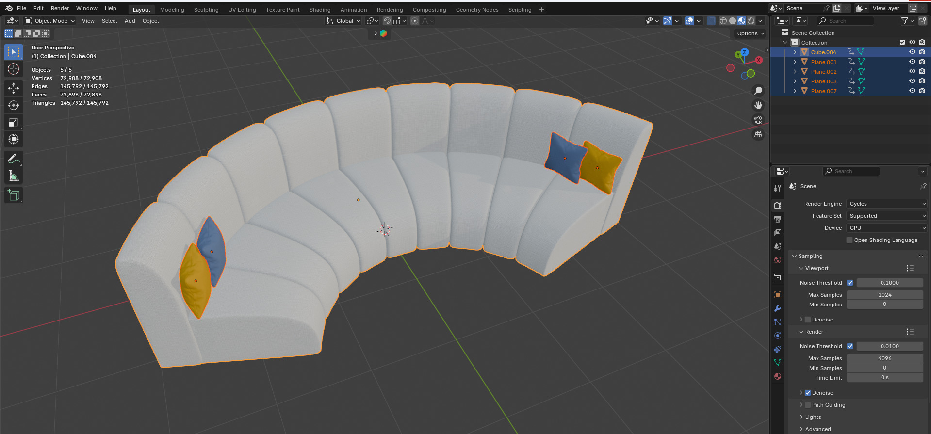 Curved sofa Free low-poly 3D model_19