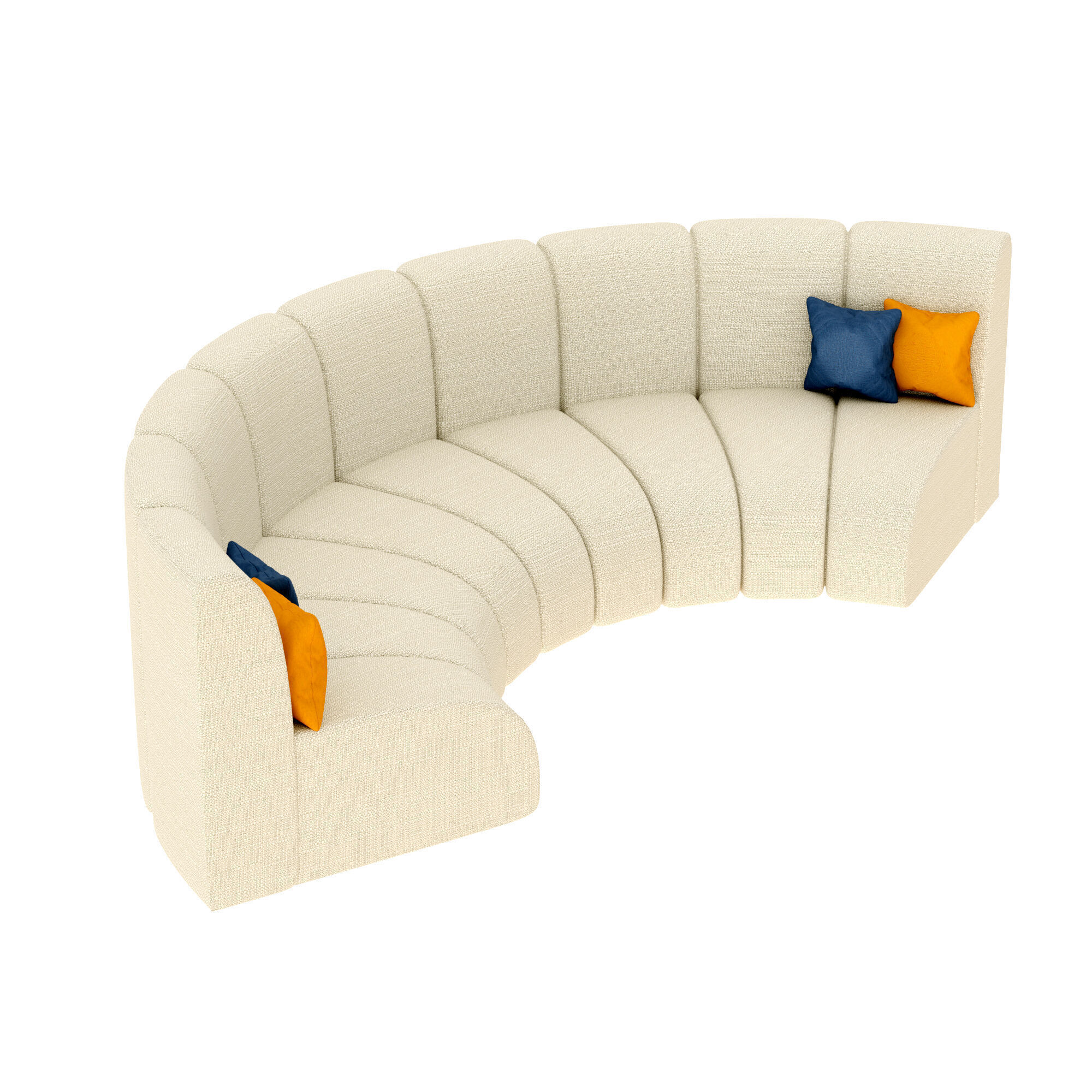 Curved sofa Free low-poly 3D model_1
