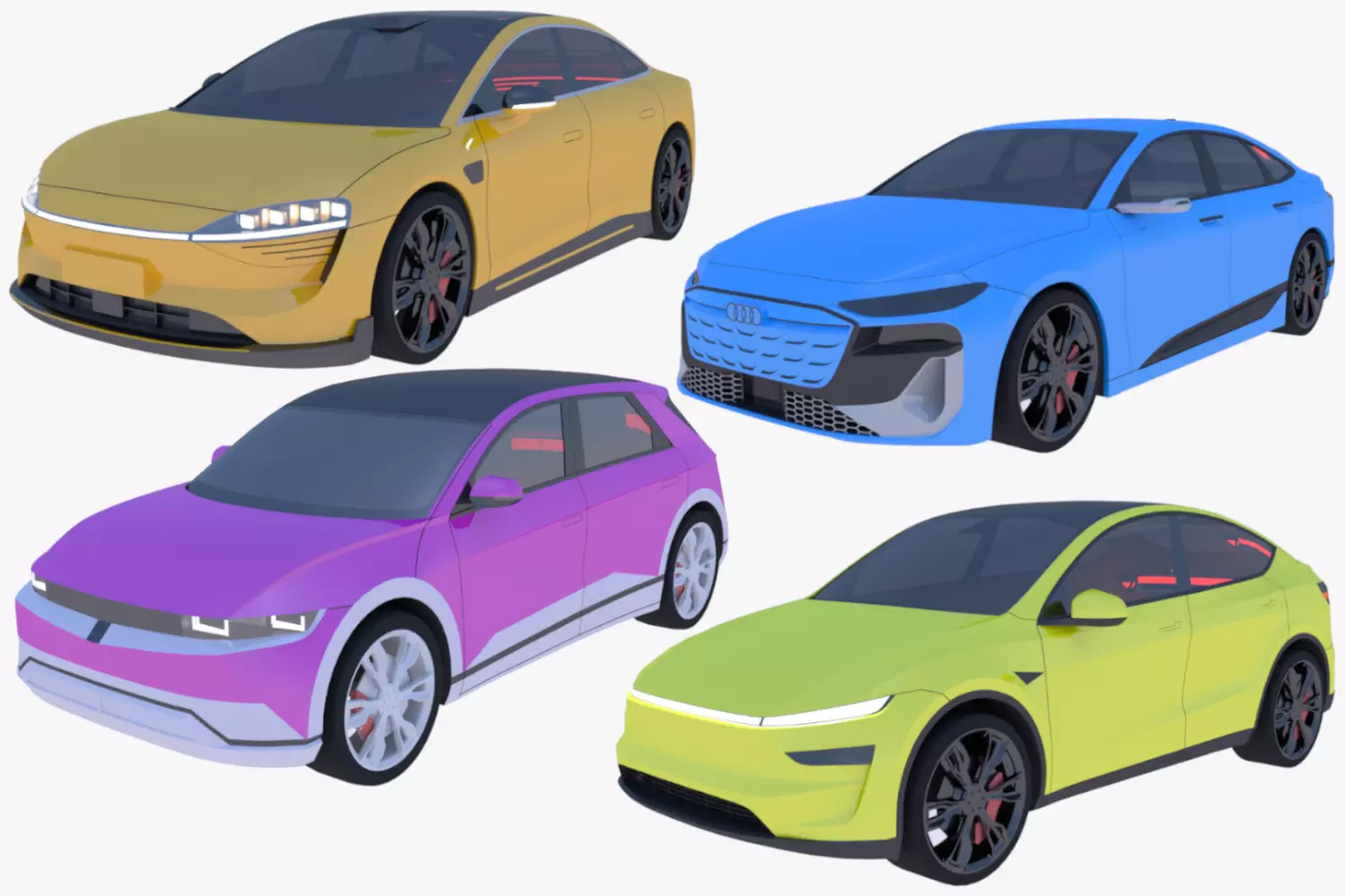 Luxeed Audi Ioniq and Tesla 3D Model Collection_0