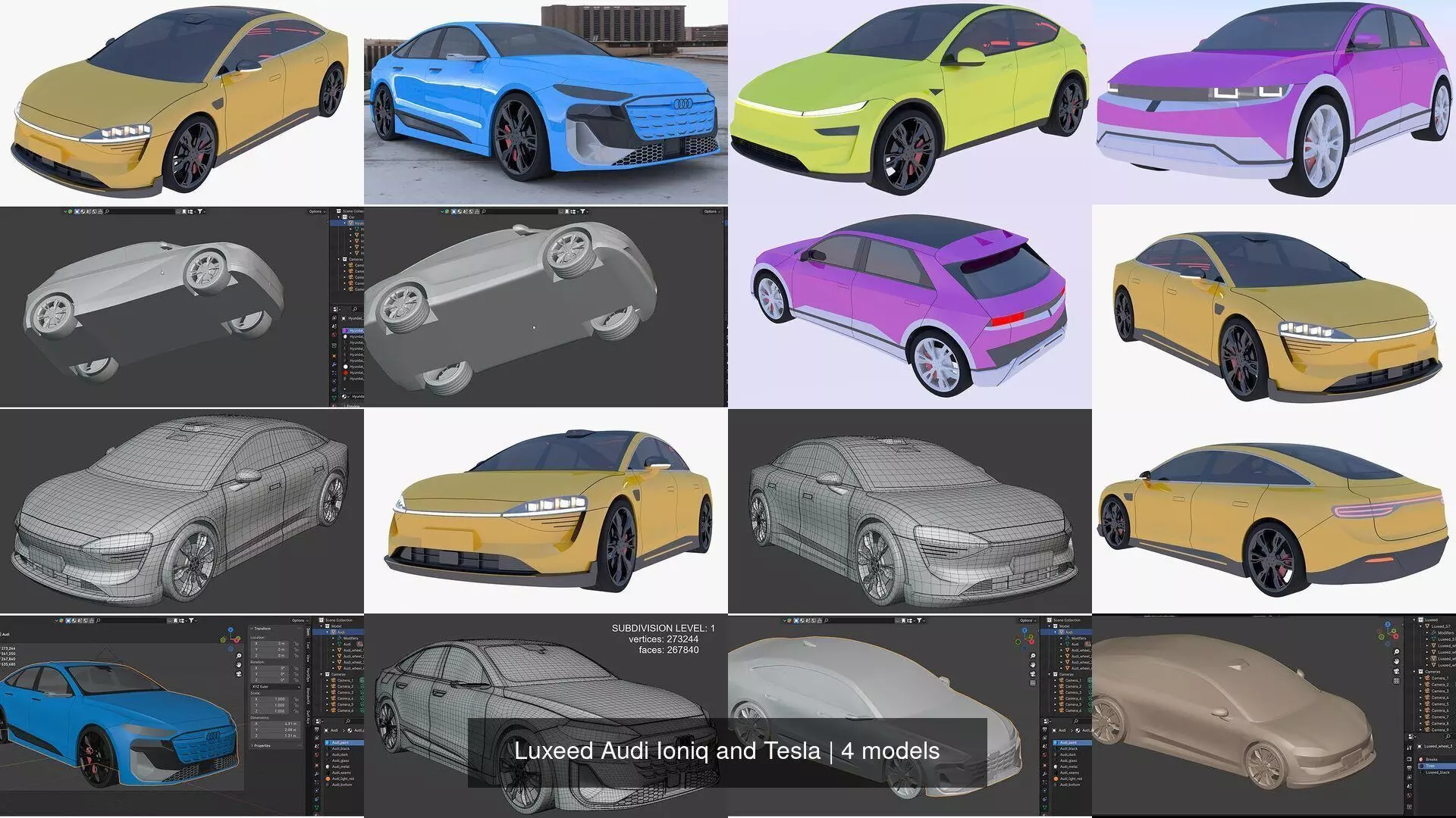 Luxeed Audi Ioniq and Tesla 3D Model Collection_2