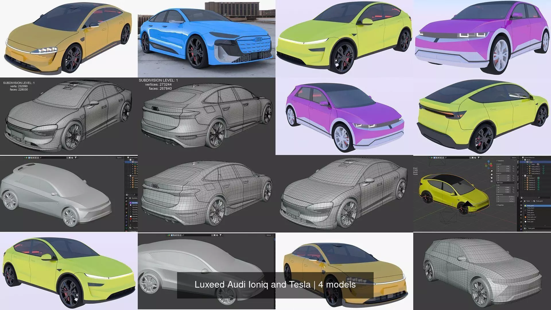 Luxeed Audi Ioniq and Tesla 3D Model Collection_1