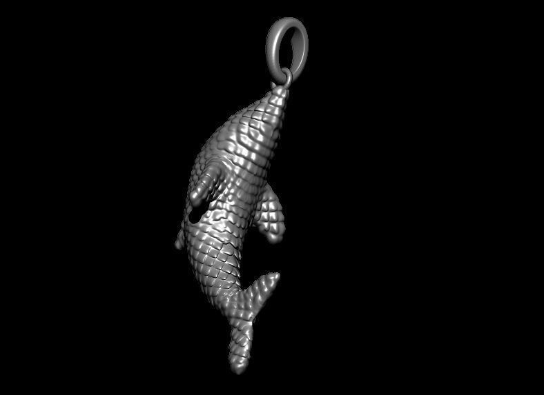 Scaled Dolphin Pendant 3D print model_6