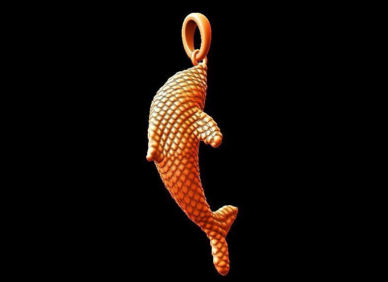 Scaled Dolphin Pendant 3D print model_10