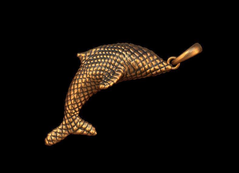 Scaled Dolphin Pendant 3D print model_1