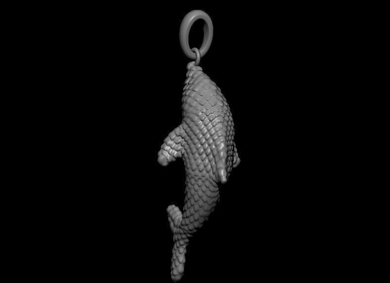 Scaled Dolphin Pendant 3D print model_5