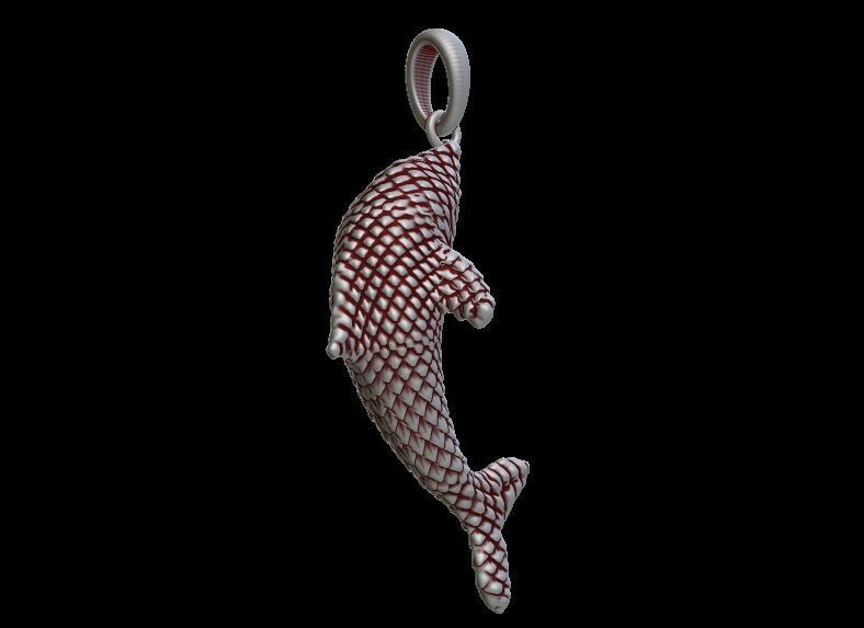 Scaled Dolphin Pendant 3D print model_8