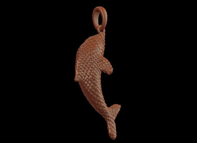 Scaled Dolphin Pendant 3D print model_9