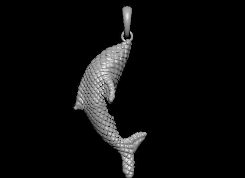Scaled Dolphin Pendant 3D print model_7