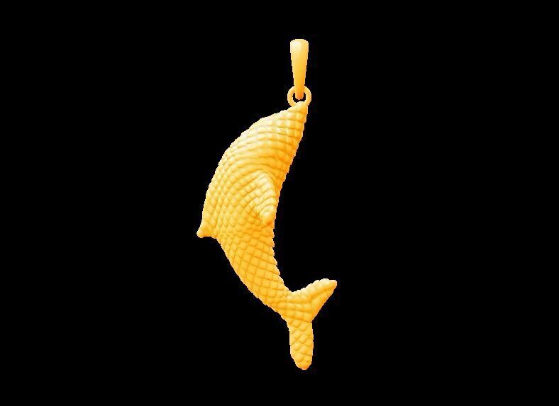 Scaled Dolphin Pendant 3D print model_4
