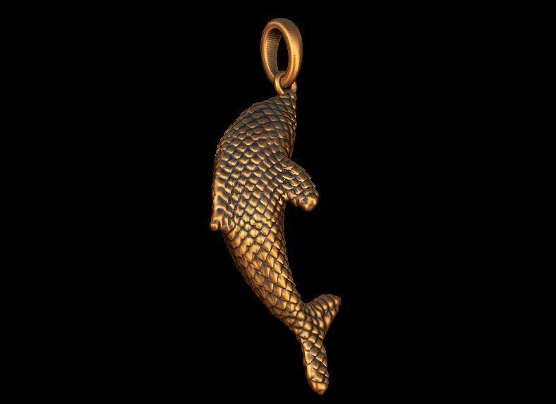 Scaled Dolphin Pendant 3D print model_11