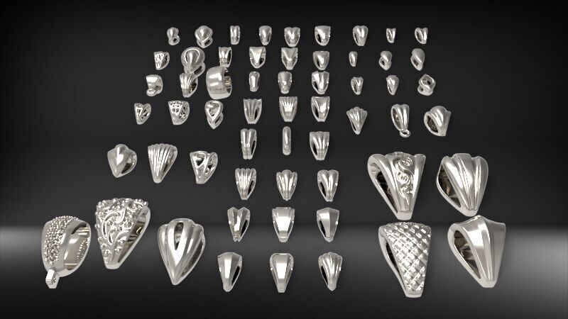Various Bails for Pendants Necklace Charms Nameplates Findings 3D print model_15