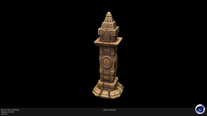 Low Poly Stylized Totem 2 AI Low-poly 3D model