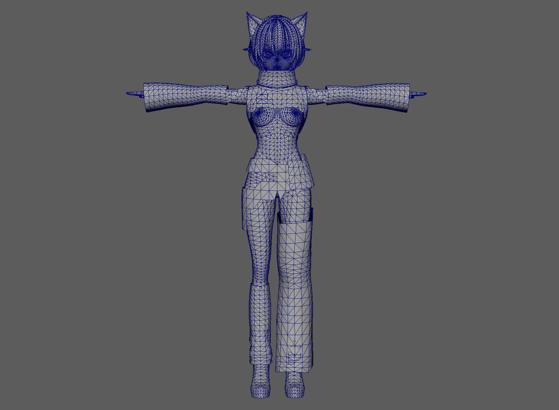 Cyberpunk Cat Girl Low-poly 3D model_6