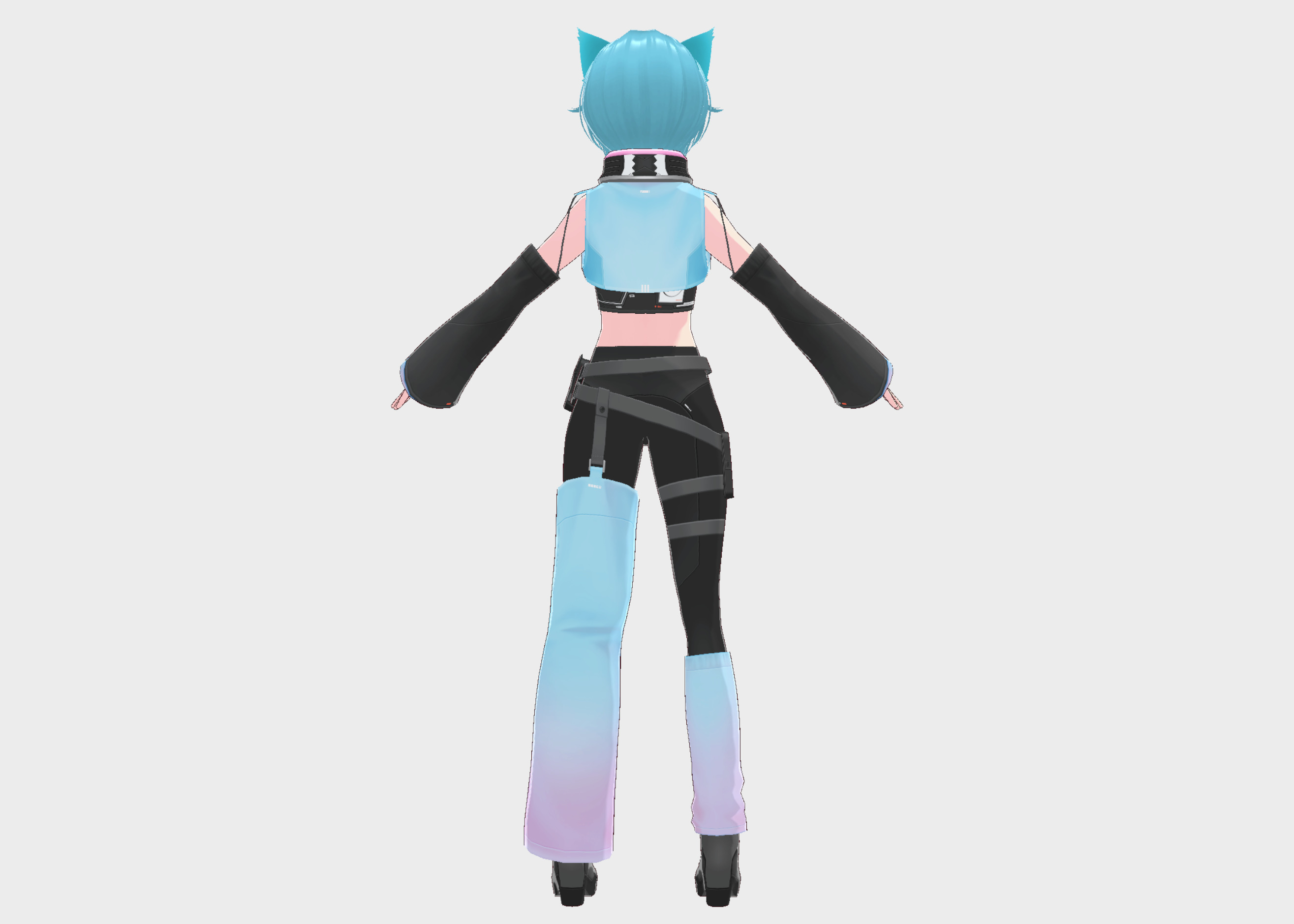 Cyberpunk Cat Girl Low-poly 3D model_4