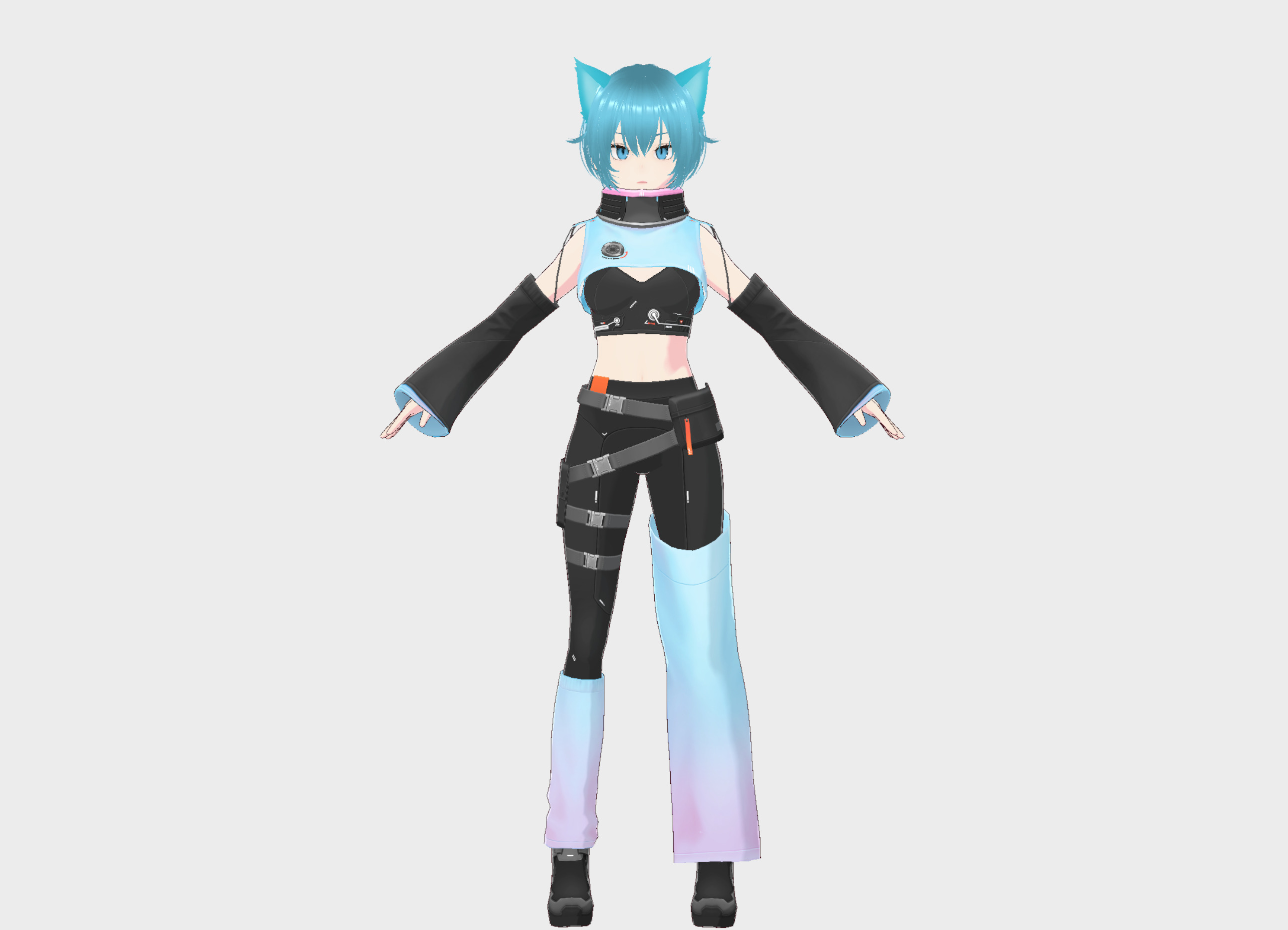 Cyberpunk Cat Girl Low-poly 3D model_2