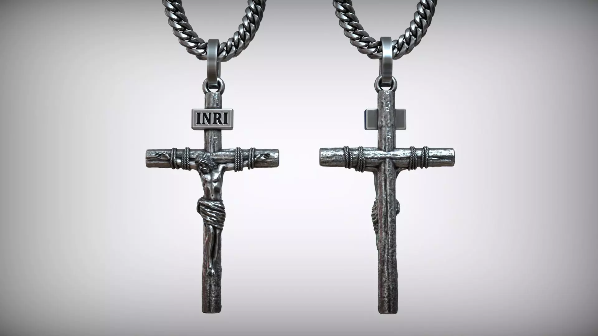 Jesus Christ Hands Tied Rope Christian Crucifix Cross Pendant 3D print model