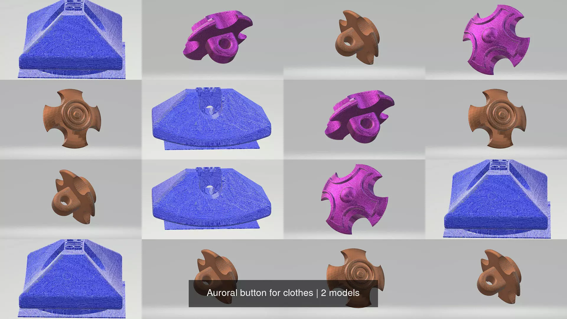 Auroral button for clothes 3D Model Collection_2