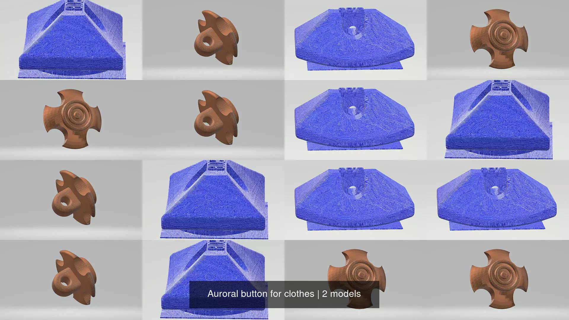 Auroral button for clothes 3D Model Collection_1