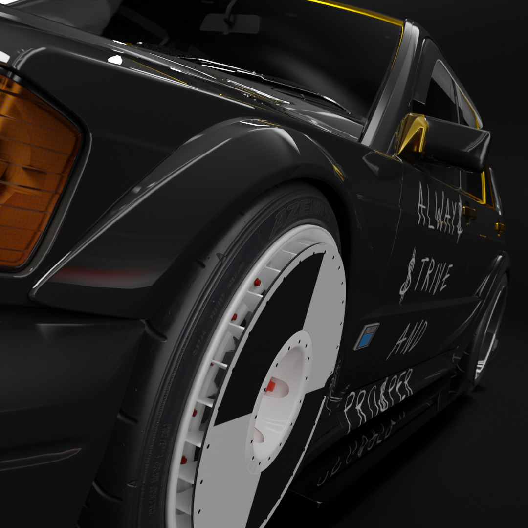 Mercedes-Benz 190E Fully Rigged and Animation Ready 3D Model 3D model_6