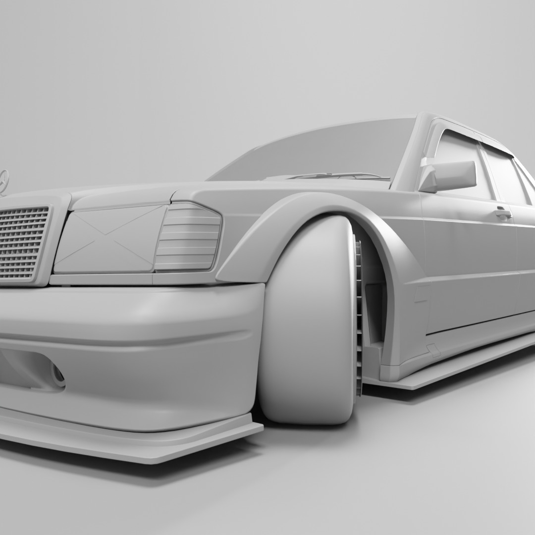 Mercedes-Benz 190E Fully Rigged and Animation Ready 3D Model 3D model_10