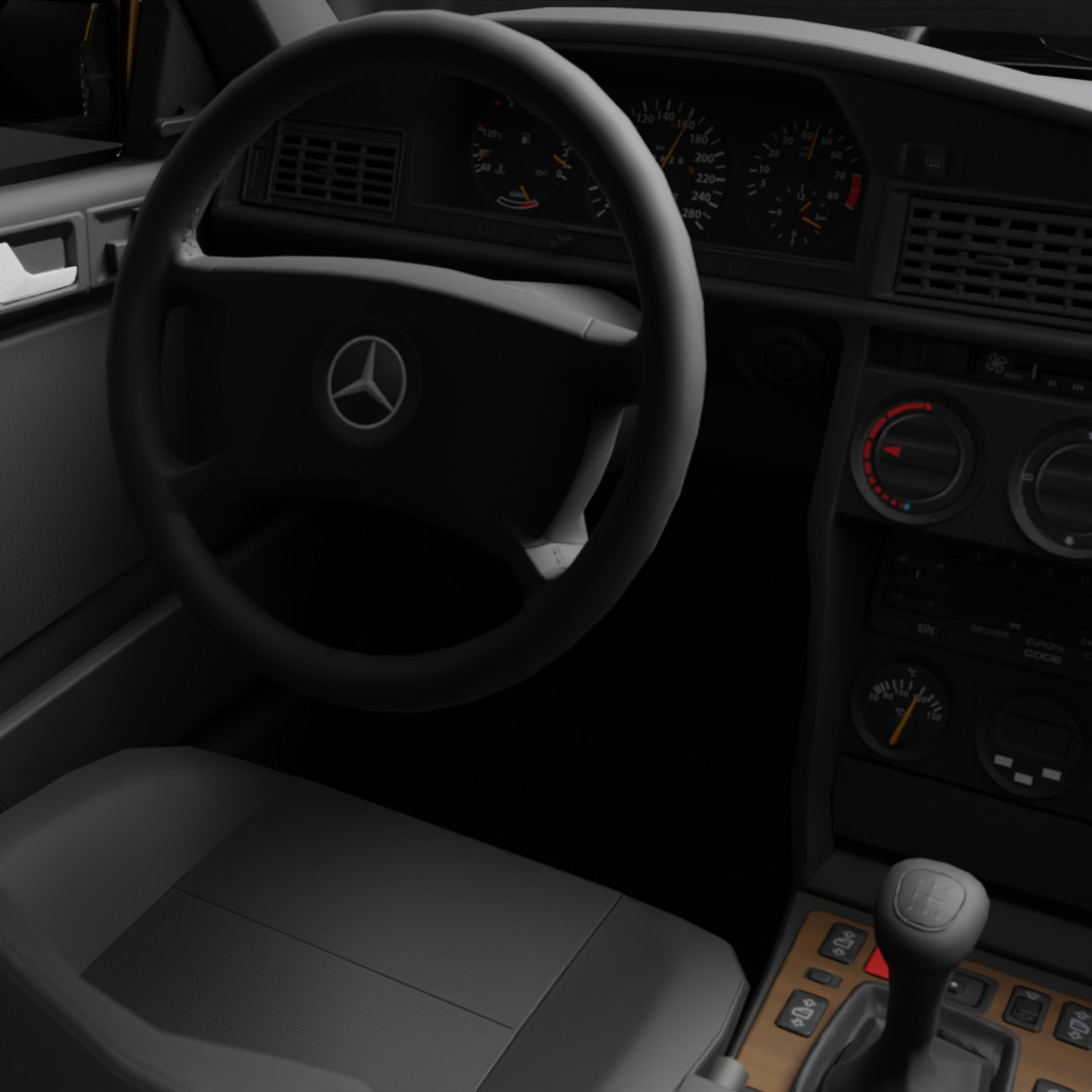 Mercedes-Benz 190E Fully Rigged and Animation Ready 3D Model 3D model_7