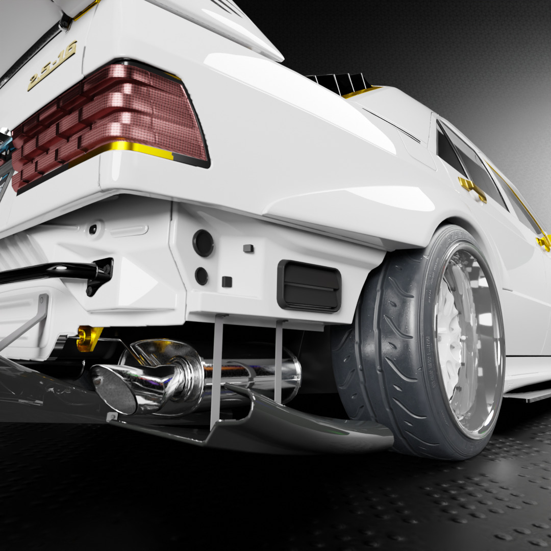 Mercedes-Benz 190E Fully Rigged and Animation Ready 3D Model 3D model_2