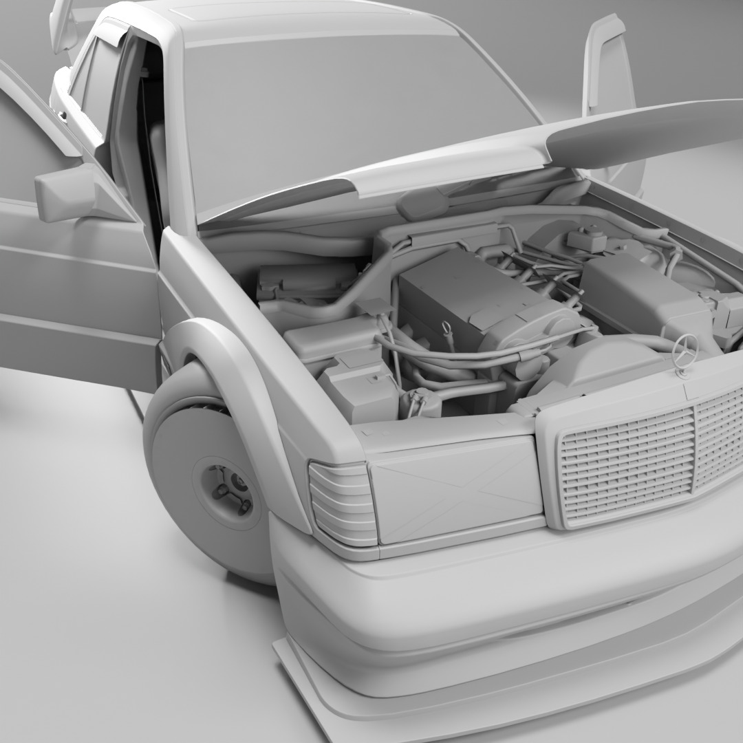 Mercedes-Benz 190E Fully Rigged and Animation Ready 3D Model 3D model_13