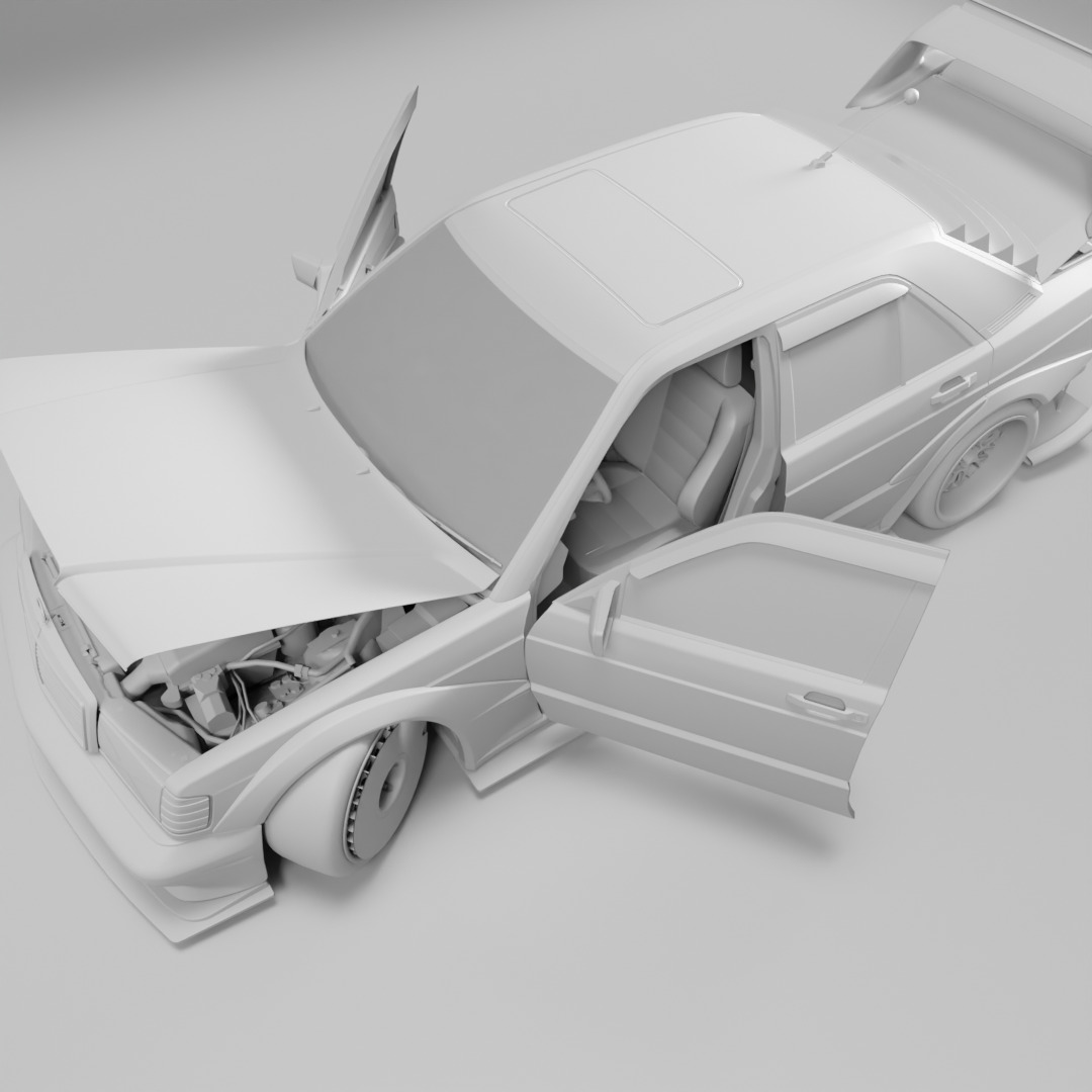 Mercedes-Benz 190E Fully Rigged and Animation Ready 3D Model 3D model_12