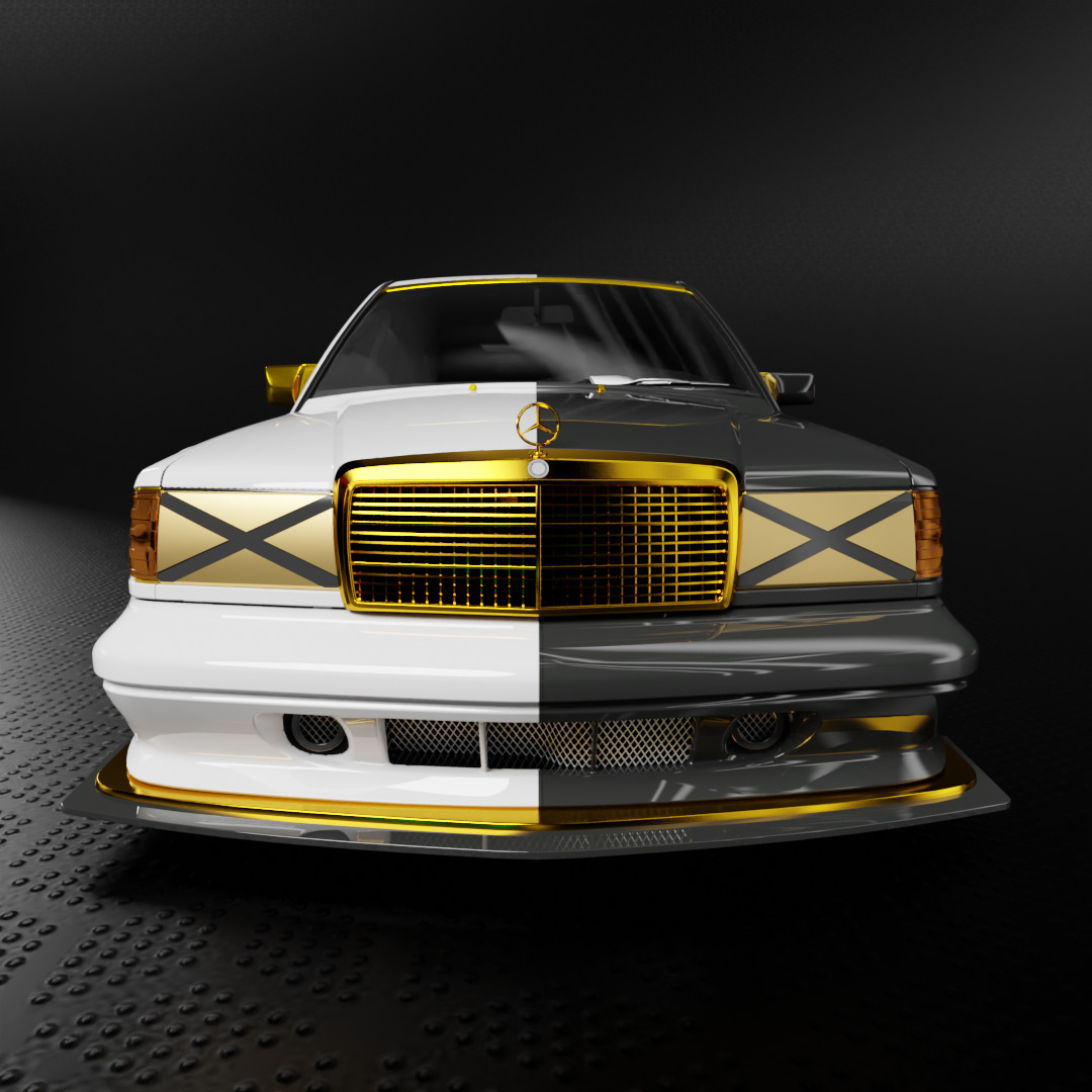 Mercedes-Benz 190E Fully Rigged and Animation Ready 3D Model 3D model_4