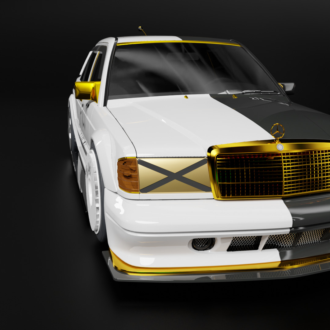 Mercedes-Benz 190E Fully Rigged and Animation Ready 3D Model 3D model_5