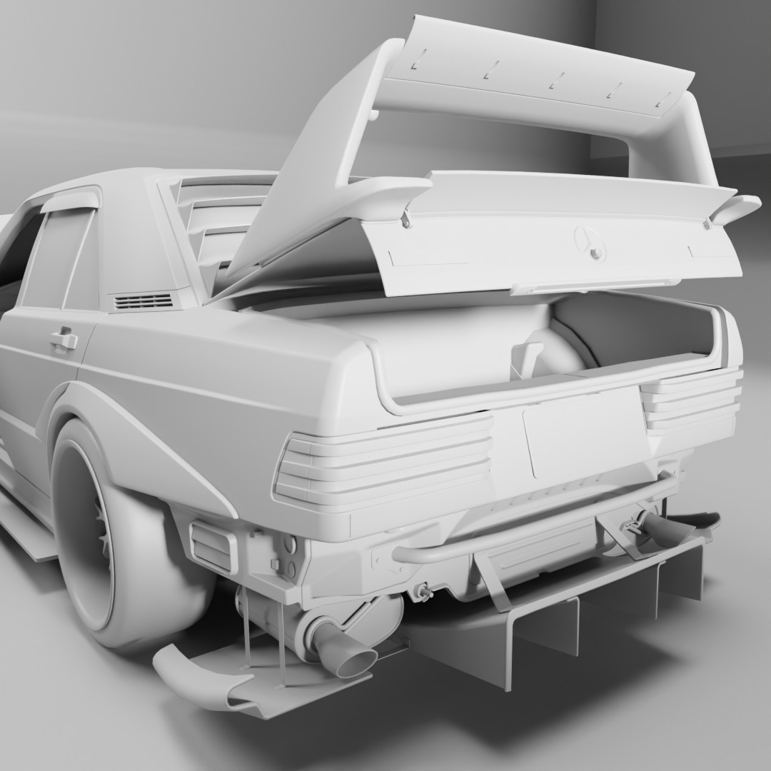 Mercedes-Benz 190E Fully Rigged and Animation Ready 3D Model 3D model_11