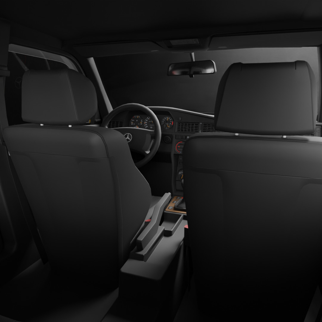 Mercedes-Benz 190E Fully Rigged and Animation Ready 3D Model 3D model_8