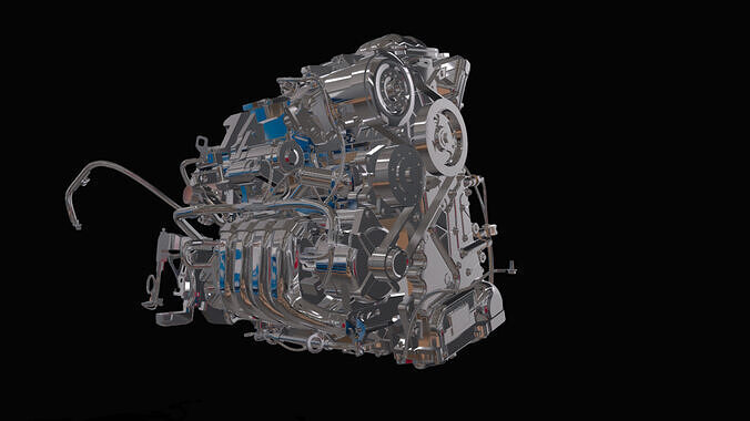 trem de forca motor Low-poly 3D model