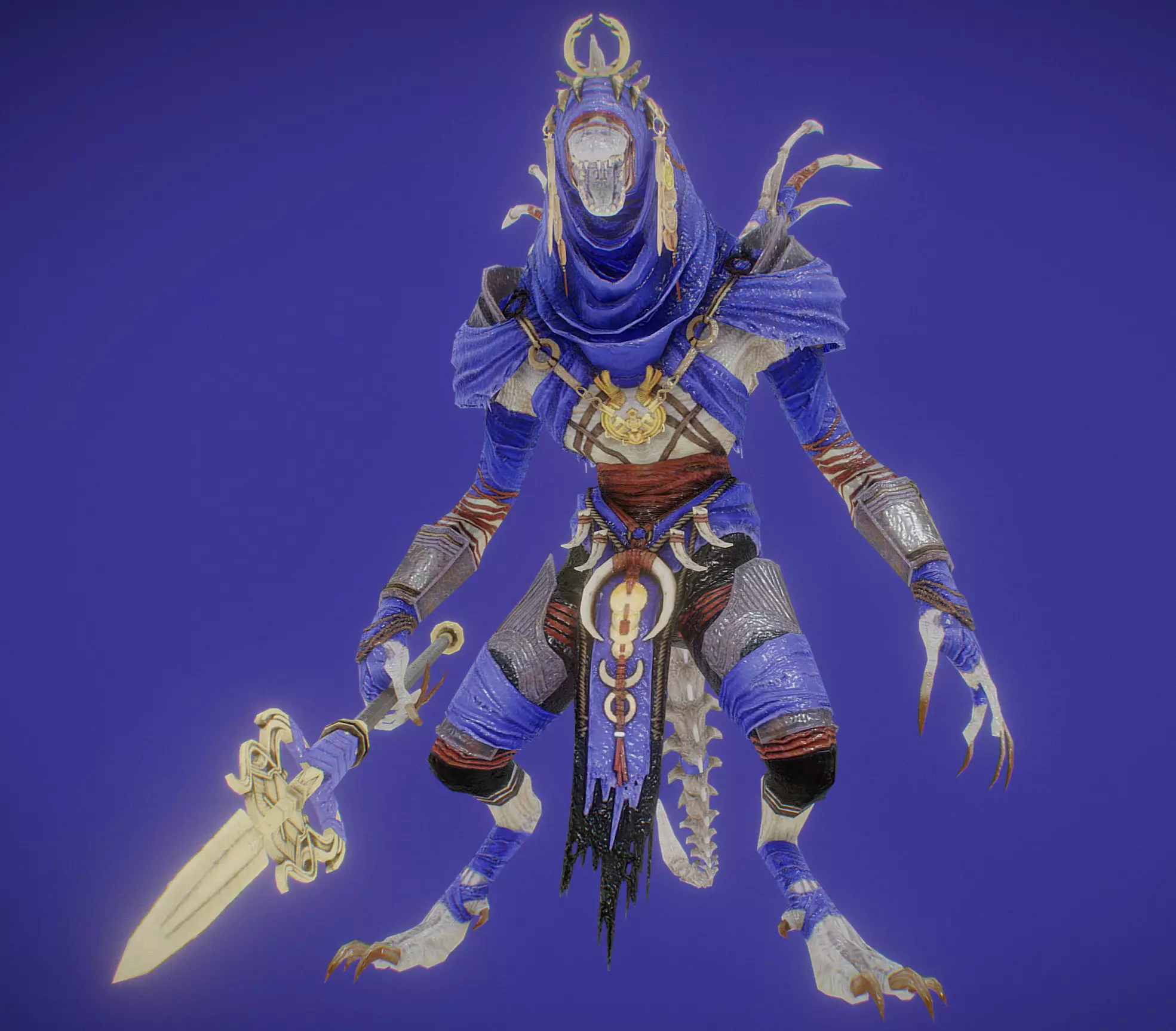 skeleton mummy Low-poly 3D model_0