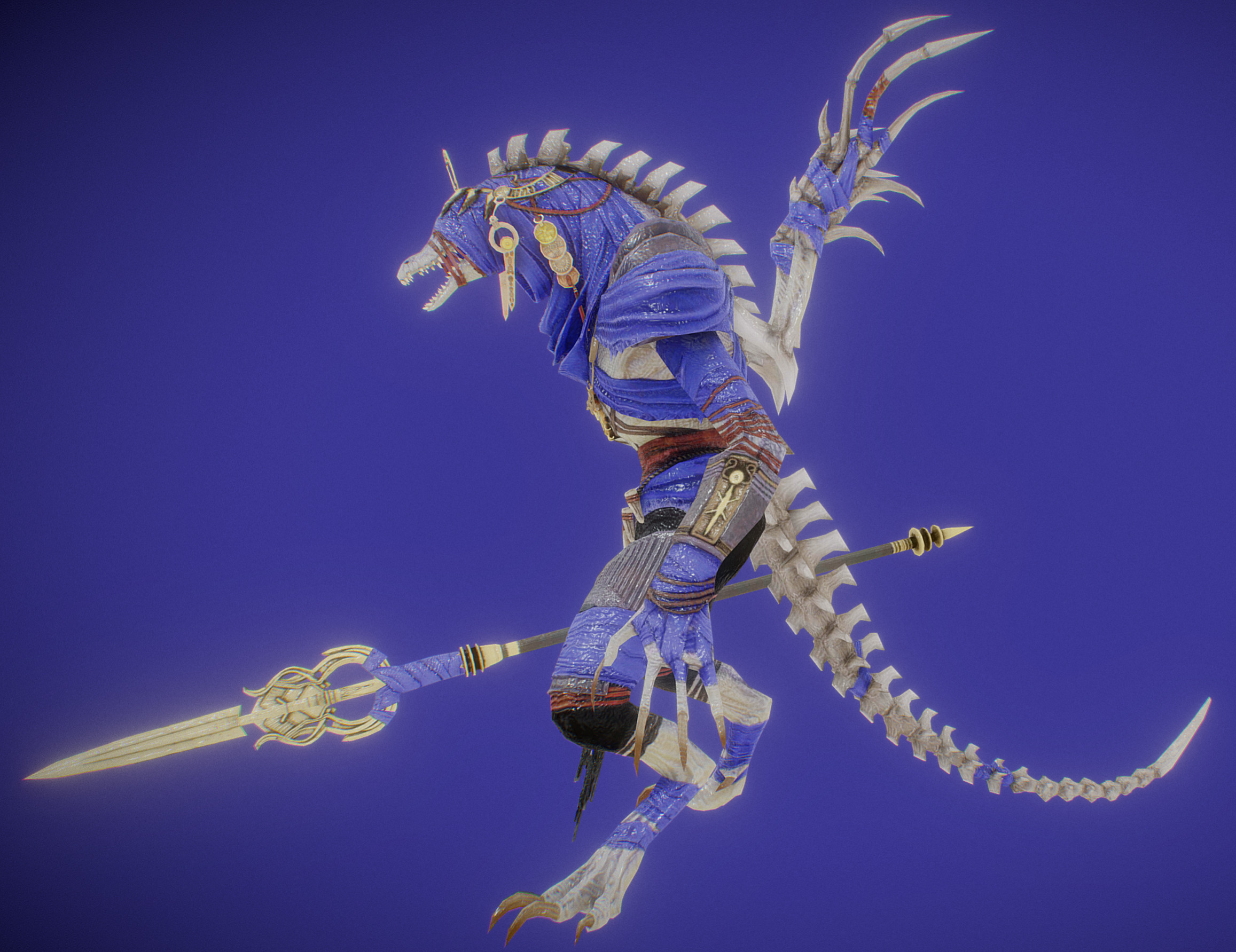 skeleton mummy Low-poly 3D model_1