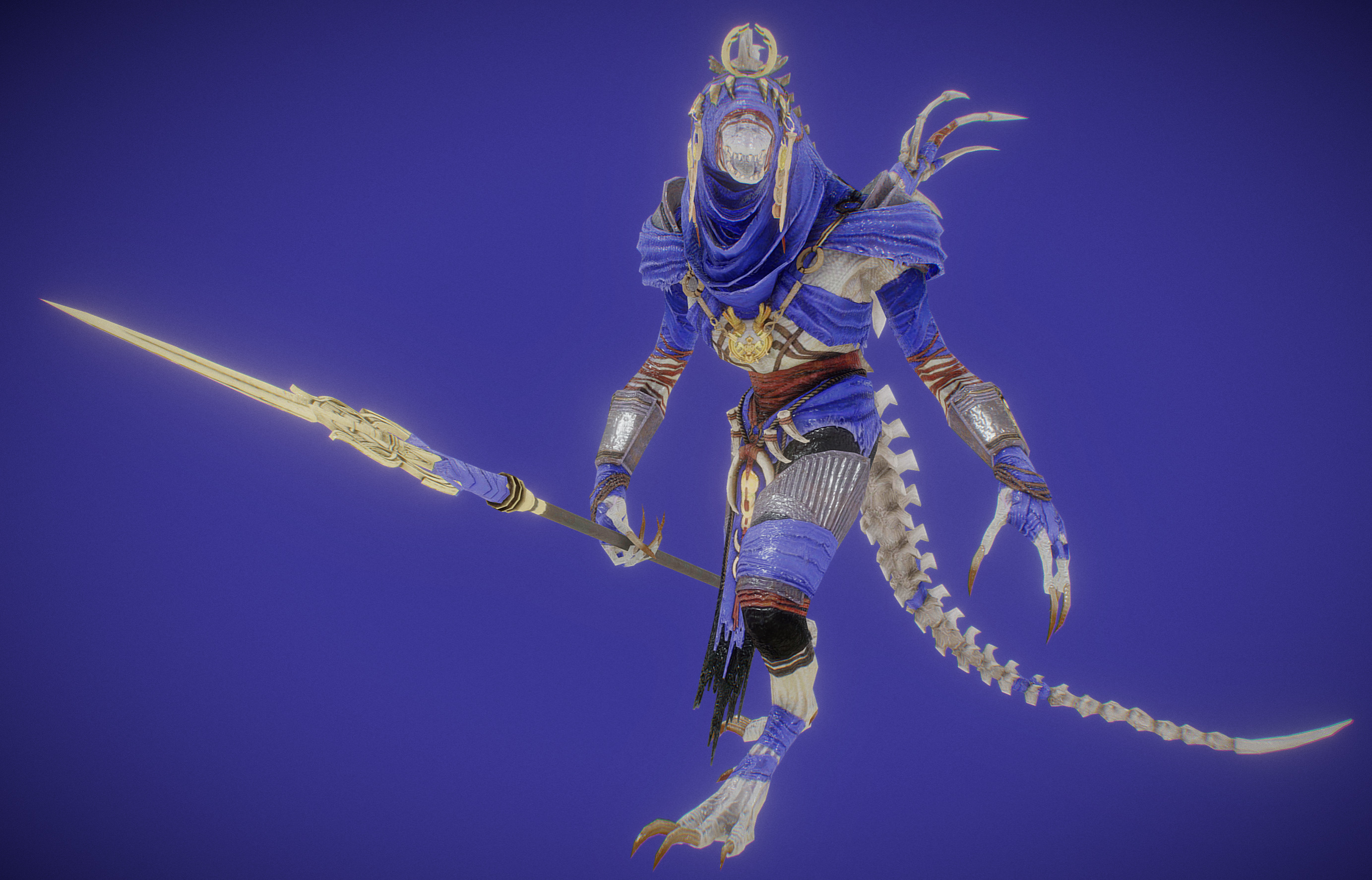 skeleton mummy Low-poly 3D model_2